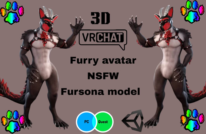 create a custom furry vrchat avatar vrc avatar fursona 3d model unity avi
