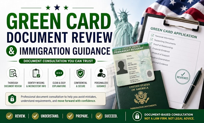 review your green card documents and provide immigration guidance