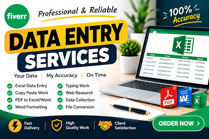do excel data entry and PDF to excel