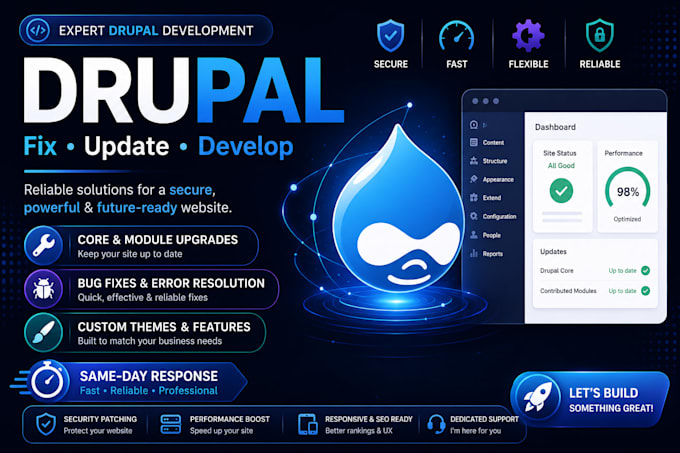 develop, fix, update and migrate your drupal websit