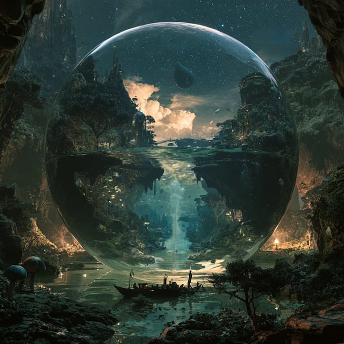 create cinematic fantasy music cover artwork