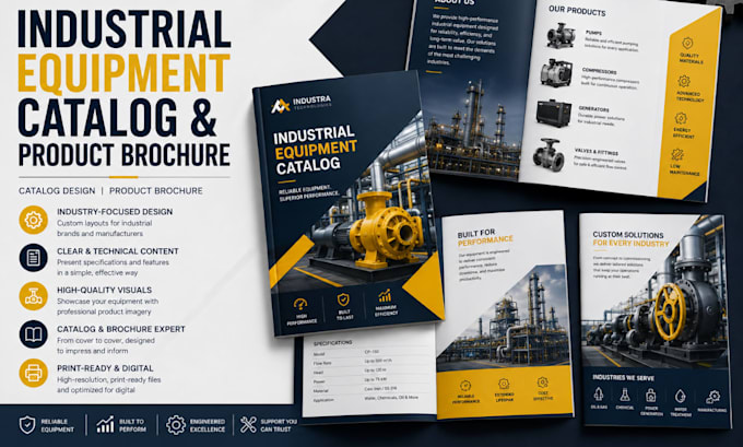 design industrial equipment catalog and product brochure