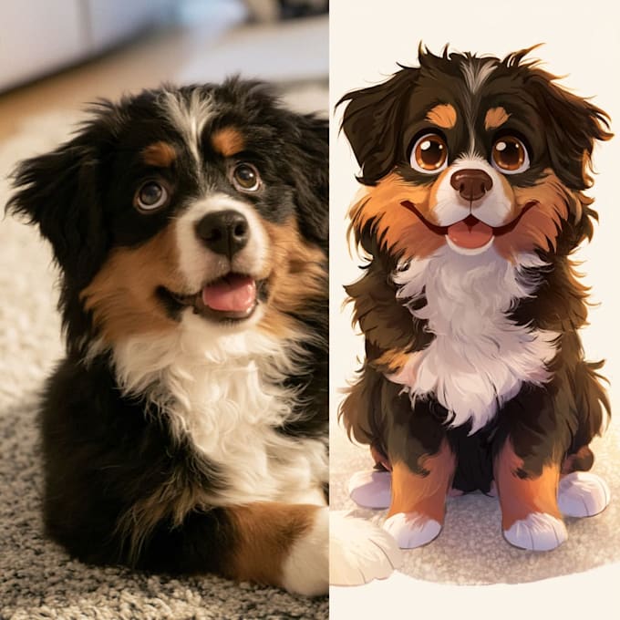 do your pet portrait into cute disney style