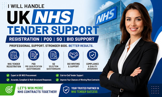 handle UK nhs tender registration, pqq, sq and bid support