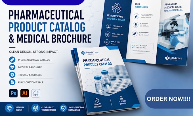 design pharmaceutical product catalog and medical brochure