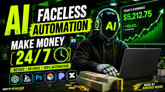 design viral ai faceless youtube thumbnail for automation