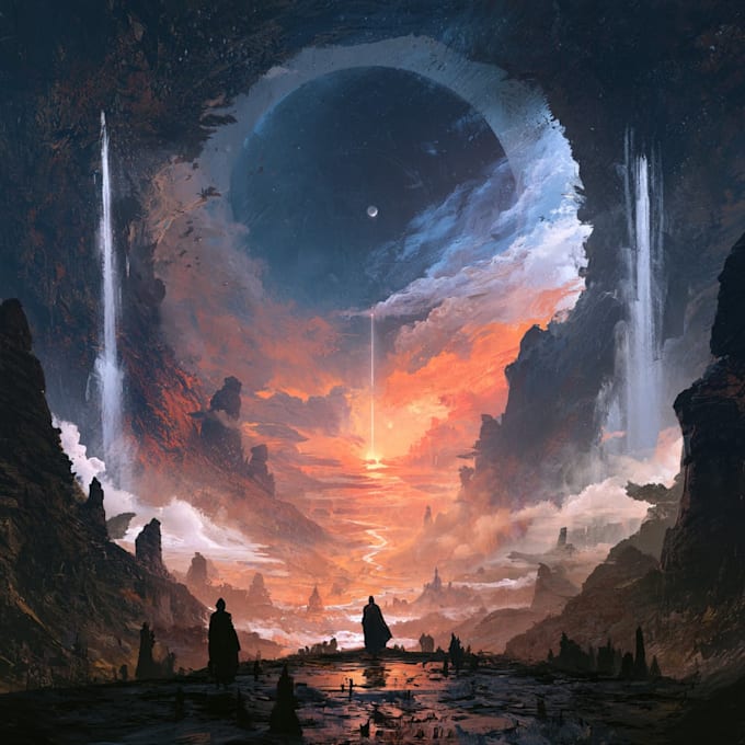 create cinematic fantasy music cover artwork