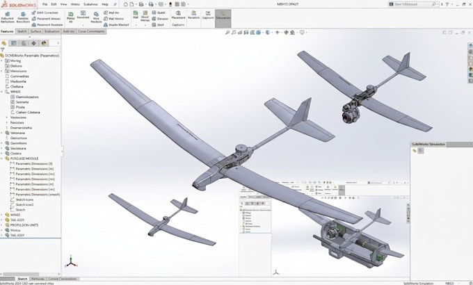 do uav cad design, cfd aerodynamic analysis, and ansys fea simulation