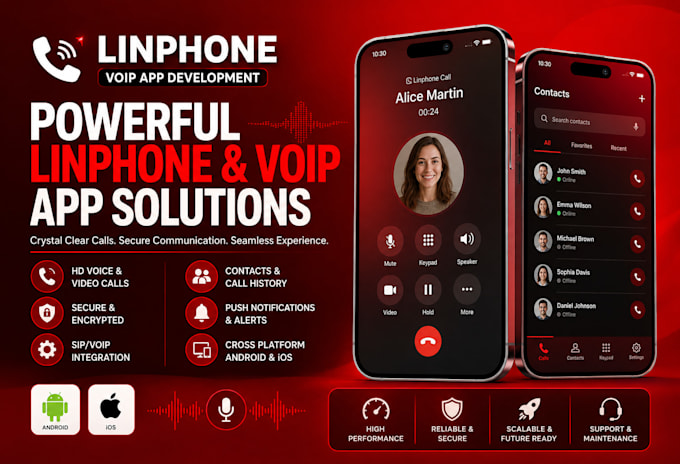 develop voip softphone app, linphone, ai voice agent, video calling app, textnow