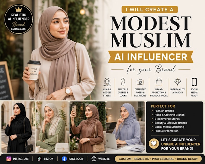 create a modest muslim ai influencer for your brand