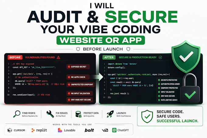 audit and secure your vibe coding website or app before launch