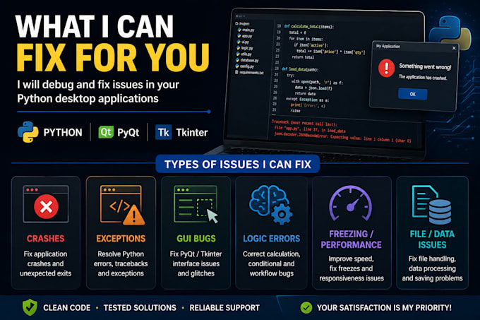 debug and fix bugs in your python desktop application