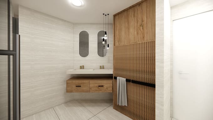 create a bathroom design and interior rendering