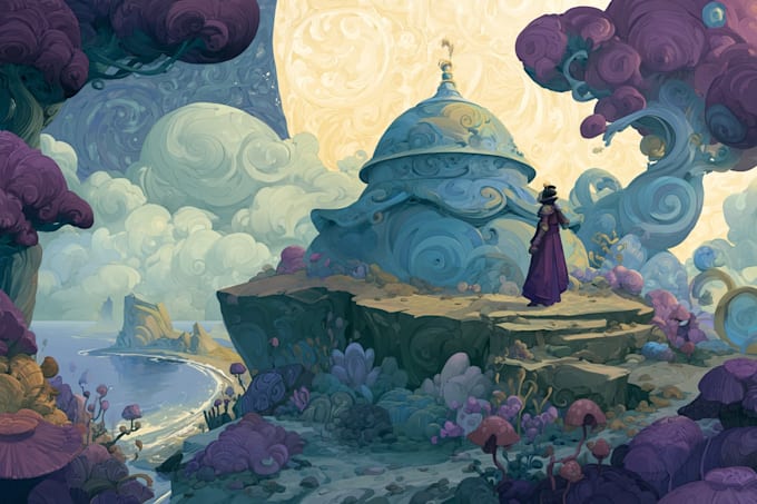make a fantasy custom illustration and background