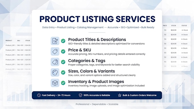 do shopify product listing and ecommerce data entry