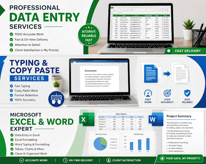 do data entry, typing, copy paste, microsoft excel and word
