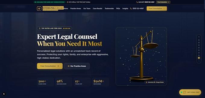 build professional lawyer, attorney and law firm website with nextjs reactjs