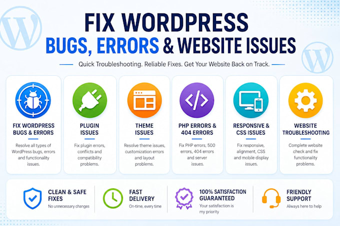 fix wordpress bugs, errors, and plugin conflicts
