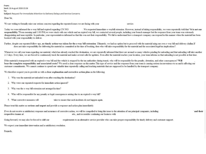 write logistics emails claims notices and crm support