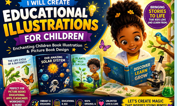 create enchanting children book illustration and picture book design