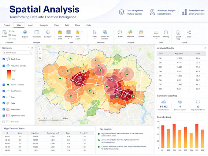 perform spatial analysis using arcgis