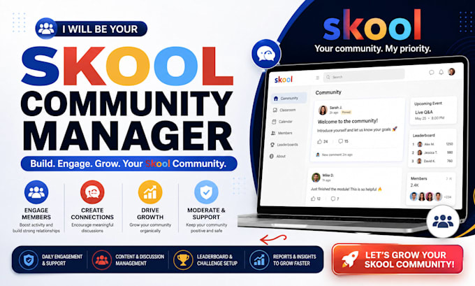 be your skool community manager and moderator