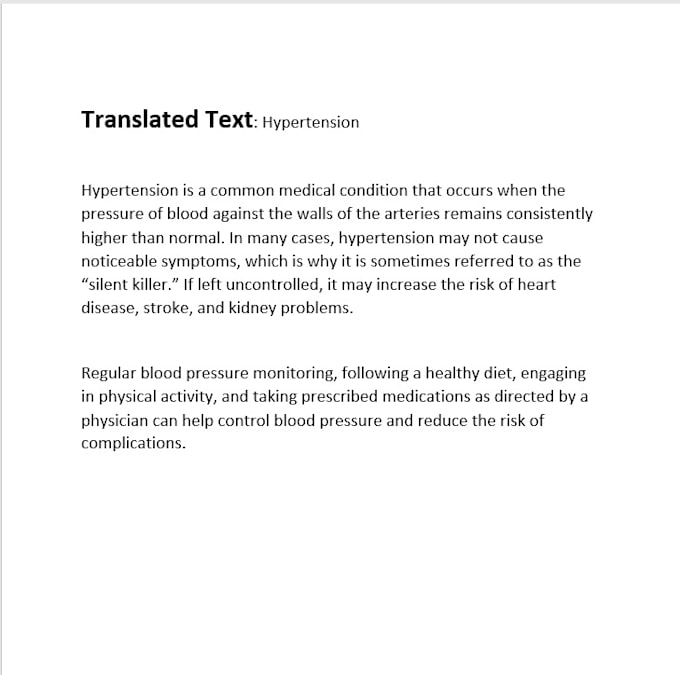 translate arabic medical documents into english