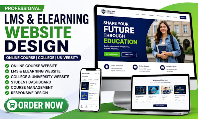 design online courses collage website lms elearning website universities website