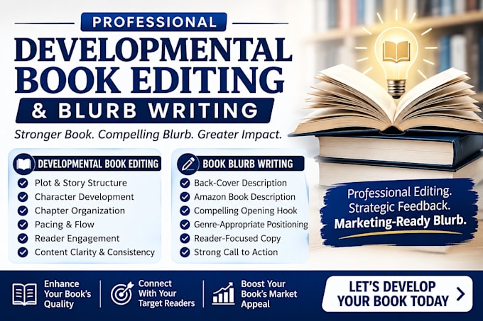 developmental book editor and write a compelling book blurb