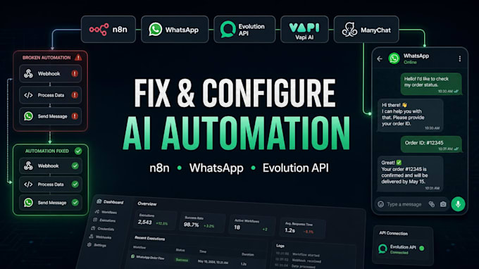 fix meta api whatsapp evolution api ai chatbot vapi manychat api CRM deployment