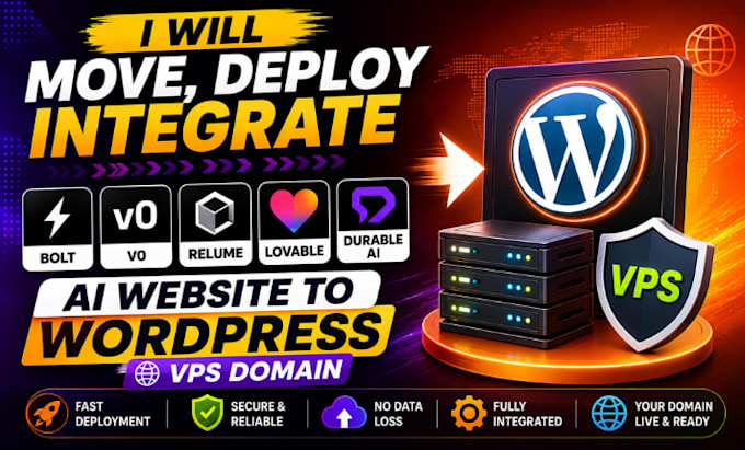 move deploy integrate v0 bolt lovable durable ai website to wordpress vps domain