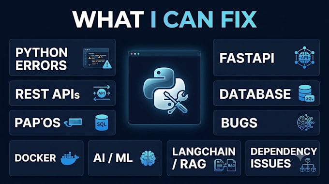 debug and fix python bugs in your script, api or ml project