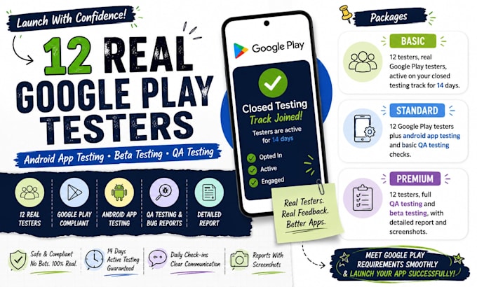 12 tester google play testers android app testing beta testing qa testing