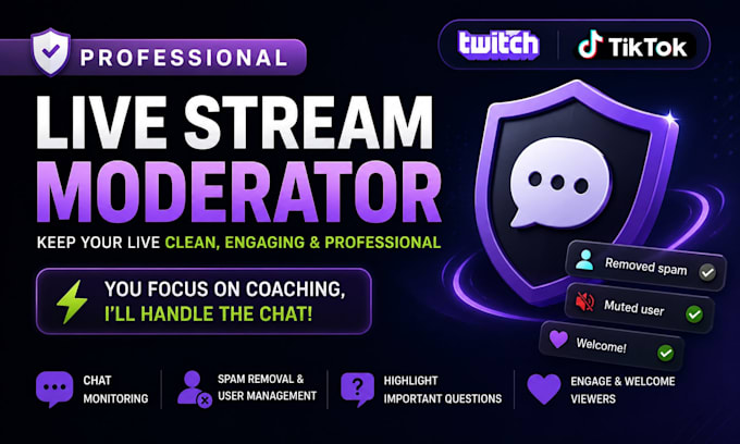 be your twitch, tiktok live moderator for smooth live coaching session