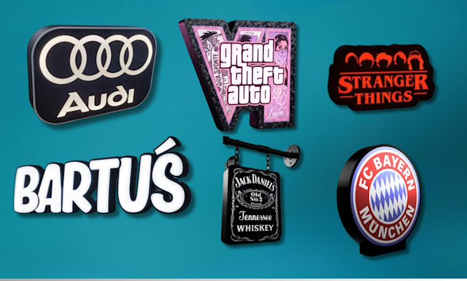 design 3d lightbox, keychain, logo 3mf and stl for 3d printing