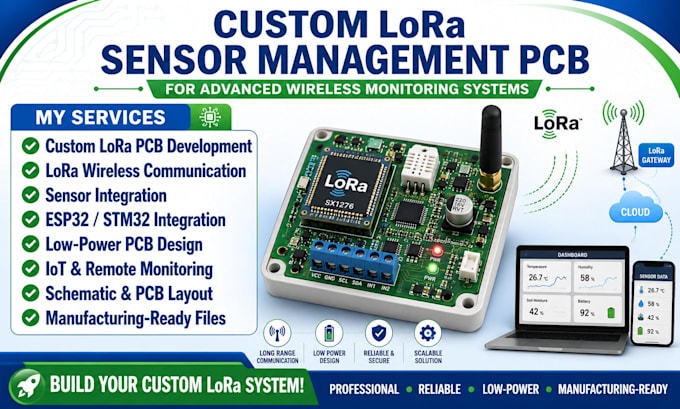 develop lora sensor management pcb for advanced wireless monitoring systems