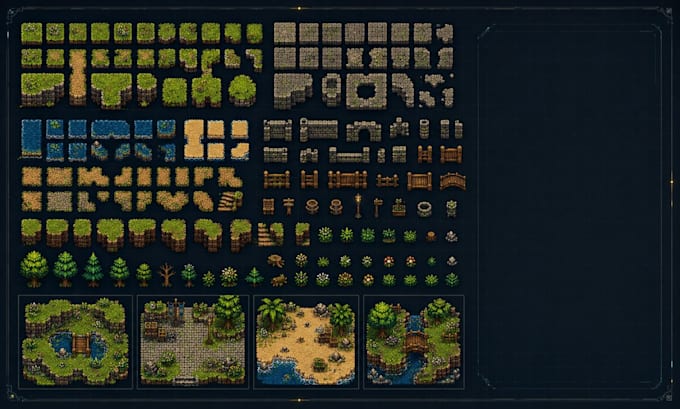 create top down pixel art tileset tilemap rpg game environment pixel background
