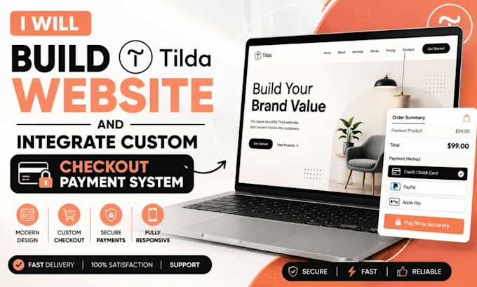 build tilda website and integrate custom checkout payment system