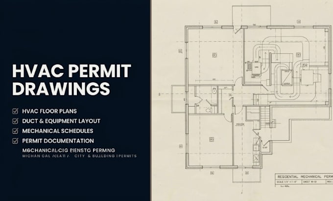 create hvac permit drawing for city building permit and approval