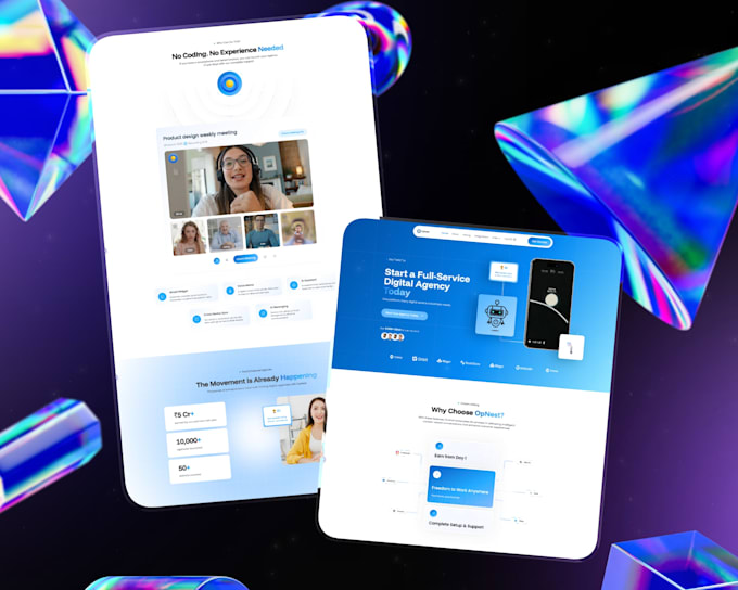 develop a responsive webflow website and landing page