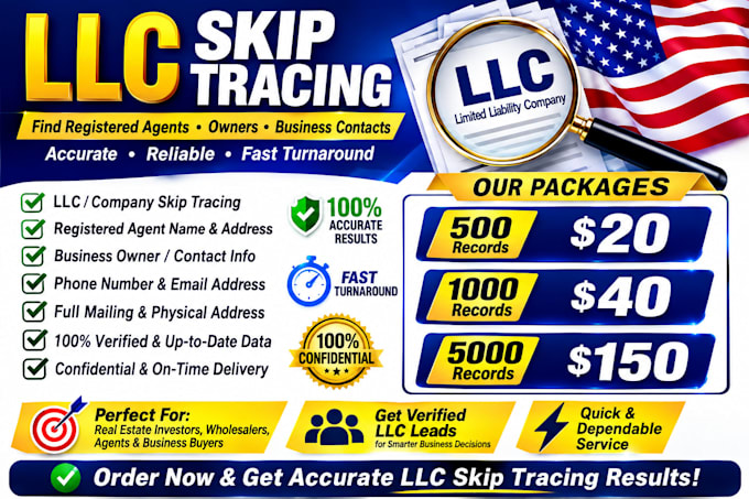 do llc skip tracing service in cheap price
