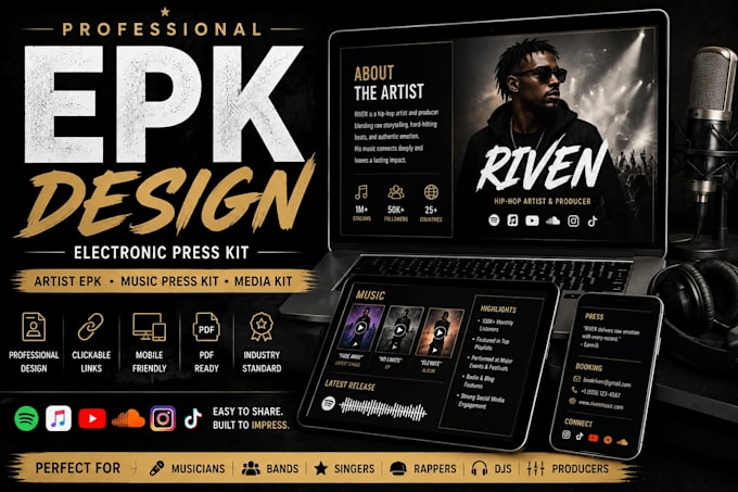 design a professional epk electronic press kit for musicians