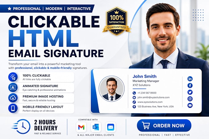 make clickable HTML email signature for gmail outlook apple mail and mac