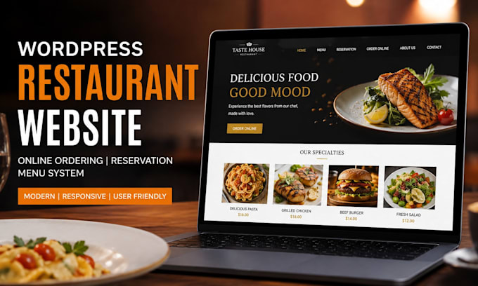 build wordpress restaurant website with online ordering reservation, menu system
