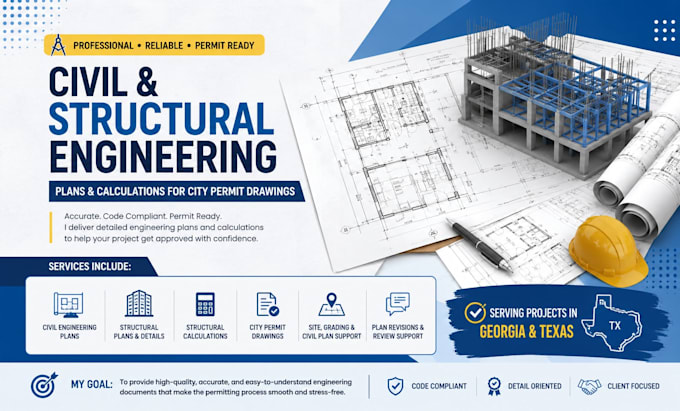 do civil and structural engineering plans and calculations for ga and tx permit