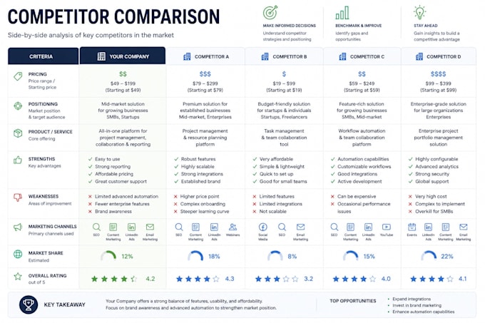 conduct a detailed competitor analysis and benchmarking