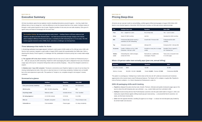 deliver a sourced competitive analysis report in 48 hrs