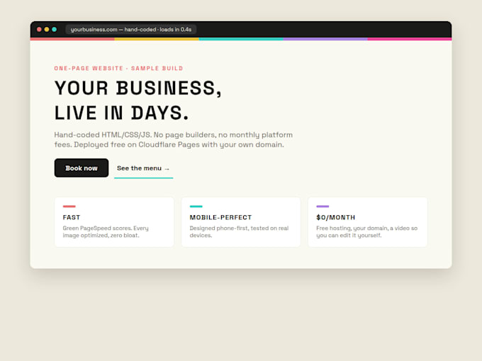 build a fast, beautiful landing page or one page website