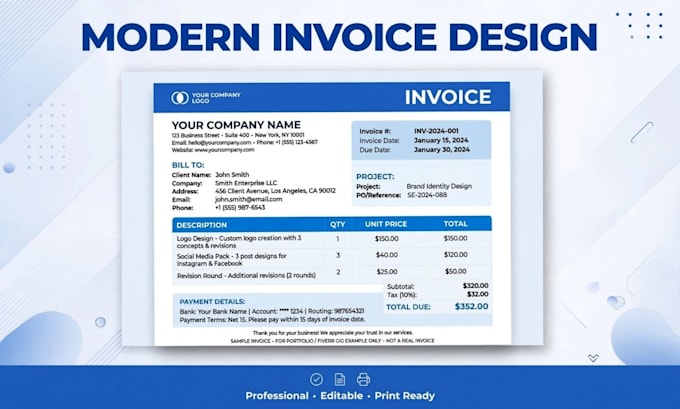 design professional modern invoice template