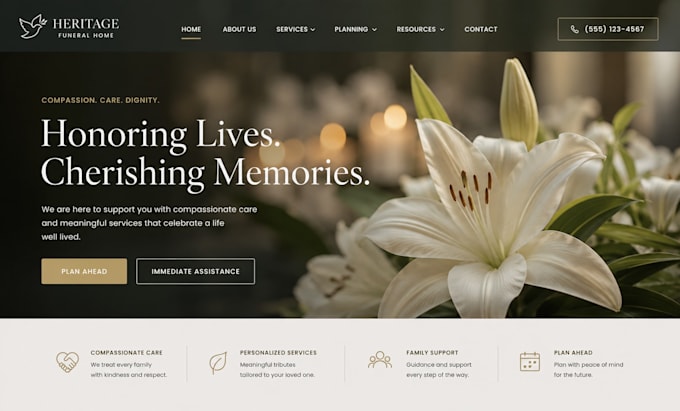 build fix squarespace funeral website memorial tribute website casket website